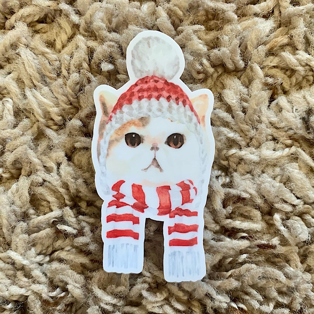 🎄6/$12 Christmas Cat Vinyl Sticker Matte